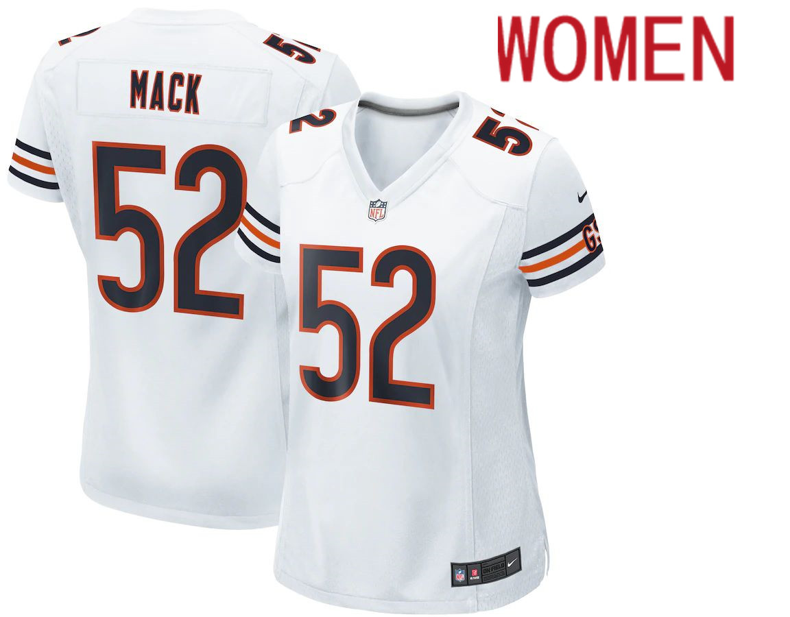 Women Chicago Bears #52 Khalil Mack Nike White Player Game NFL Jersey->women nfl jersey->Women Jersey